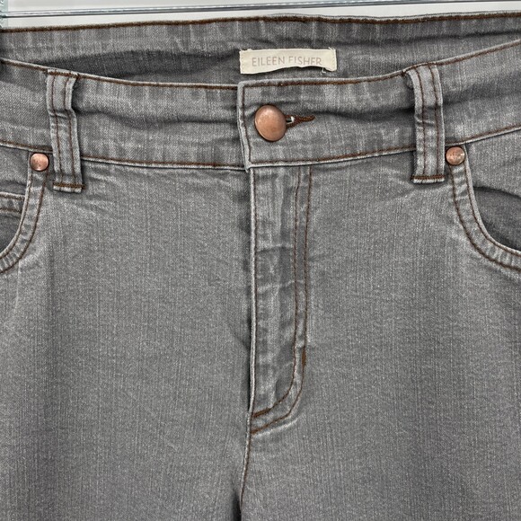 EILEEN FISHER Grey Slim Leg Jeans Size 12 - Picture 3 of 7
